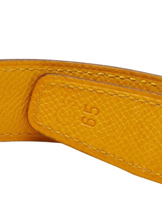Hermes Constance Buckle Reversible Belt 65 Brown Yellow Leather
